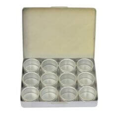 Aluminium vakkendoos met 12 ronde doosjes 33 mm