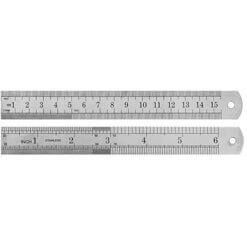 RVS Liniaal 150 mm, mm en inch verdeling