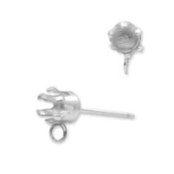 925 Oorsteker met 4 mm chaton en oog, 1 paar
